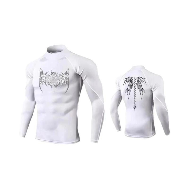 Camisa De Compressão Masculina Y2K Com Gola Alta Para Fitness